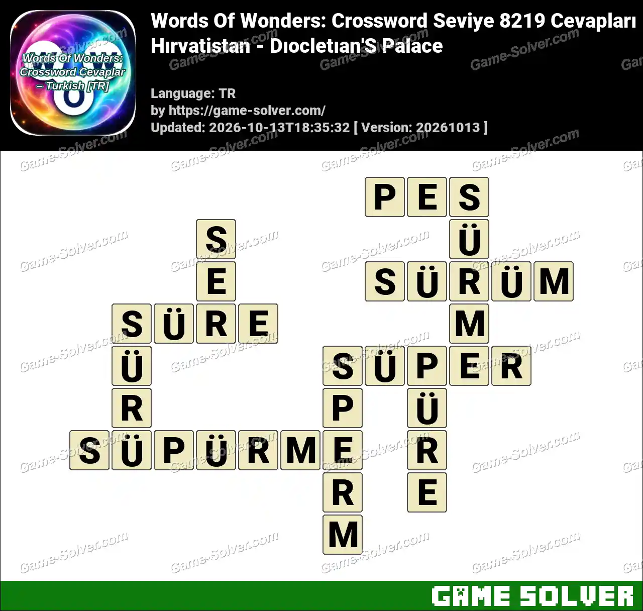 Words Of Wonders: Crossword Seviye 8219 Cevapları – Hırvatistan – Dıocletıan’S Palace